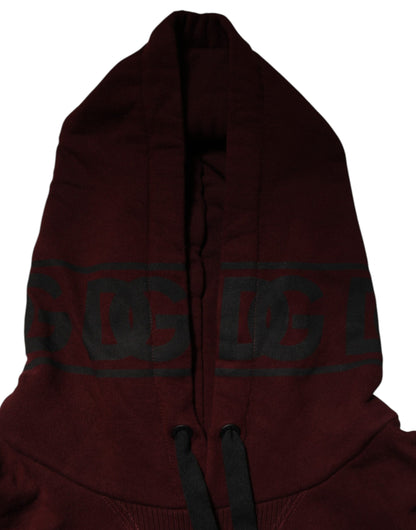 Dolce & Gabbana Men's Regular Fit Cotton Sweatshirt Hoodie - Burgundy Plaid Striped