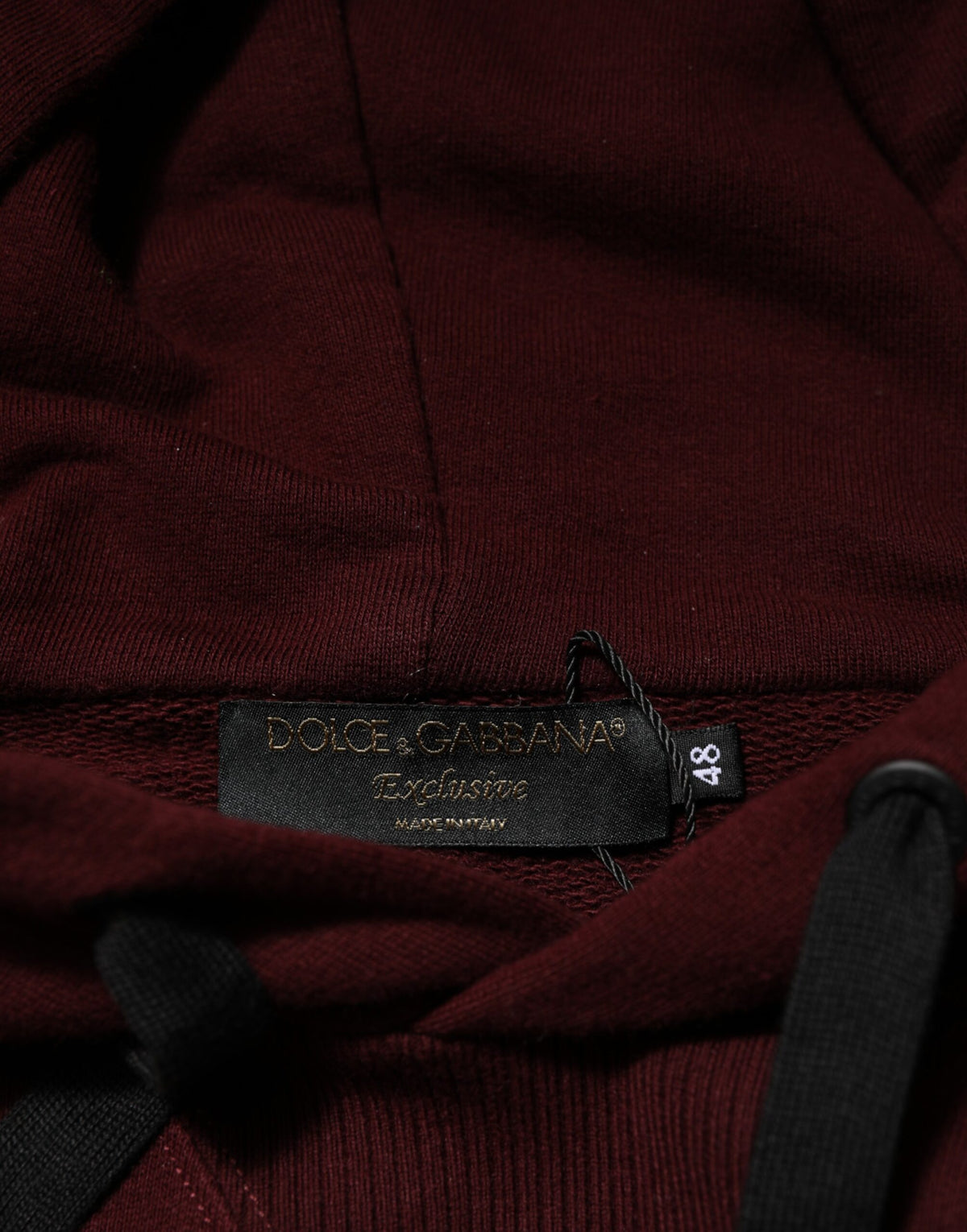 Dolce & Gabbana Men's Regular Fit Cotton Sweatshirt Hoodie - Burgundy Plaid Striped