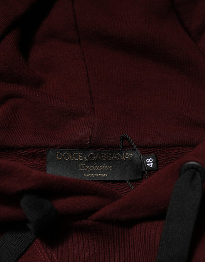 Dolce & Gabbana Men's Regular Fit Cotton Sweatshirt Hoodie - Burgundy Plaid Striped