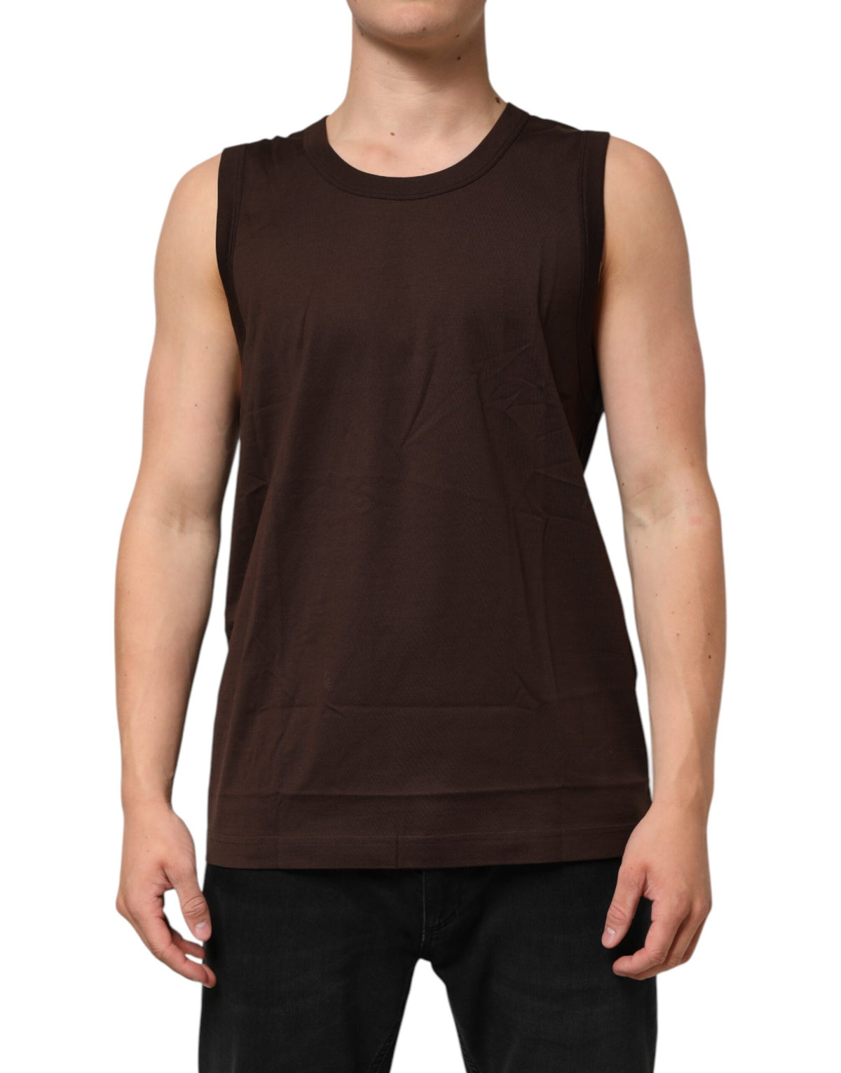 Dolce & Gabbana Men's Regular Fit Cotton Tank Top - Brown