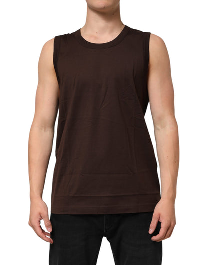 Dolce & Gabbana Men's Regular Fit Cotton Tank Top - Brown