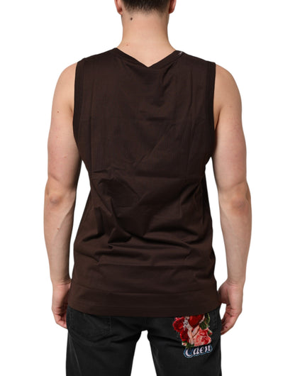 Dolce & Gabbana Men's Regular Fit Cotton Tank Top - Brown