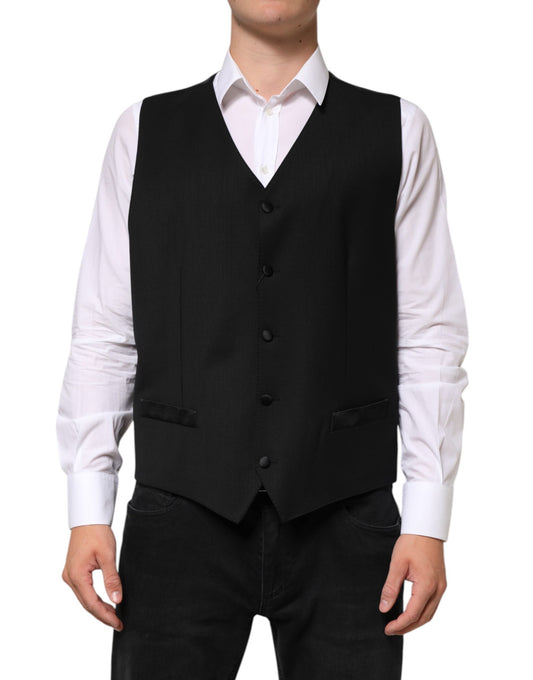 Dolce & Gabbana Men's Silk Wool & Elastane Vest - Black