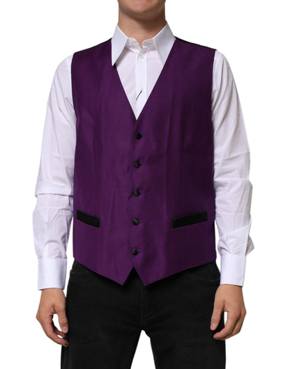 Dolce & Gabbana Men's Virgin Wool Polyester & Silk Vest - Purple
