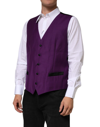 Dolce & Gabbana Men's Virgin Wool Polyester & Silk Vest - Purple