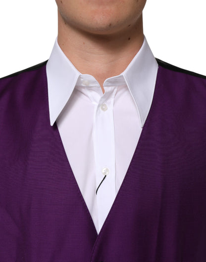 Dolce & Gabbana Men's Virgin Wool Polyester & Silk Vest - Purple