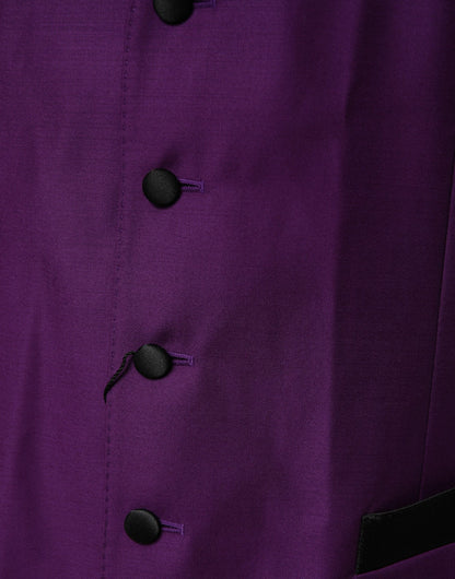 Dolce & Gabbana Purple Wool Dress Formal Waistcoat Vest