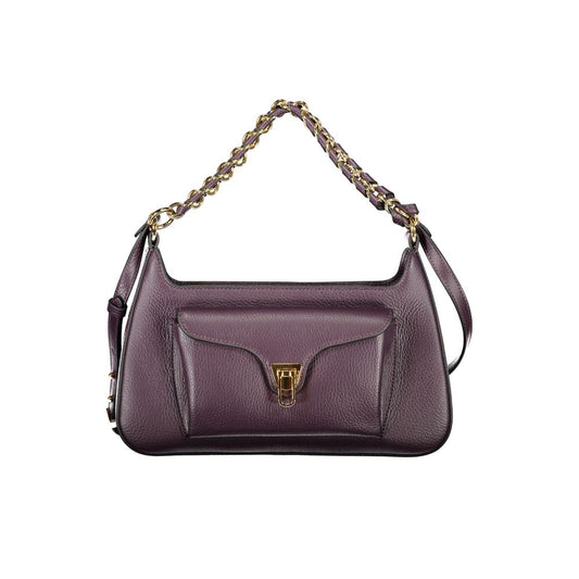 Coccinelle Prune Leather Beat Generation Medium Handbag