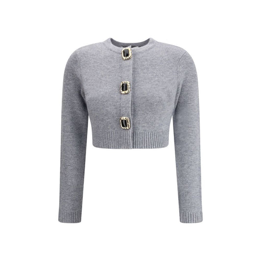Cardigan by Self-Portrait for women in polyamide wool gray showcases a captivating silhouette, artfully detailed with a captivating and for a truly sophisticated captivating look.