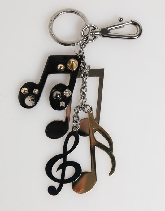 Dolce & Gabbana Silver Musical Note Key Holder Keychain Bag Charm Keyring
