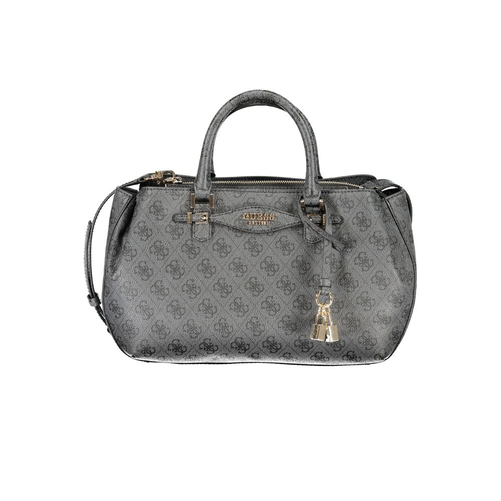 Girlfriend Satchel Handbag by Guess Jeans for women in polyethylene & polyurethane black, dark-gray & patterned presents a ornamental silhouette, showcasing a secure zipper & magnetic, ample , and versatile shoulder-strap, handle & adjustable-strap for a ornamental finish.