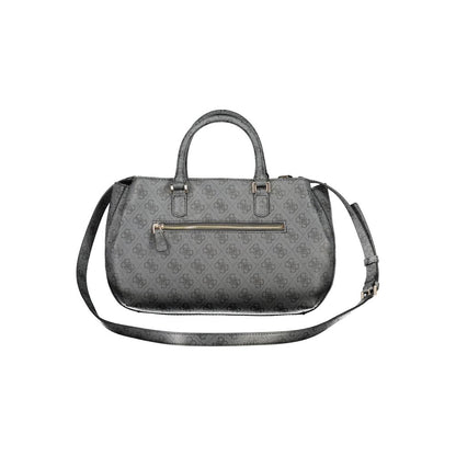 This Girlfriend Satchel Handbag by Guess Jeans for women in polyethylene & polyurethane and black, dark-gray & patterned presents a sculptural silhouette featuring a secure zipper & magnetic, ample , and versatile shoulder-strap, handle & adjustable-strap for a sculptural finish.