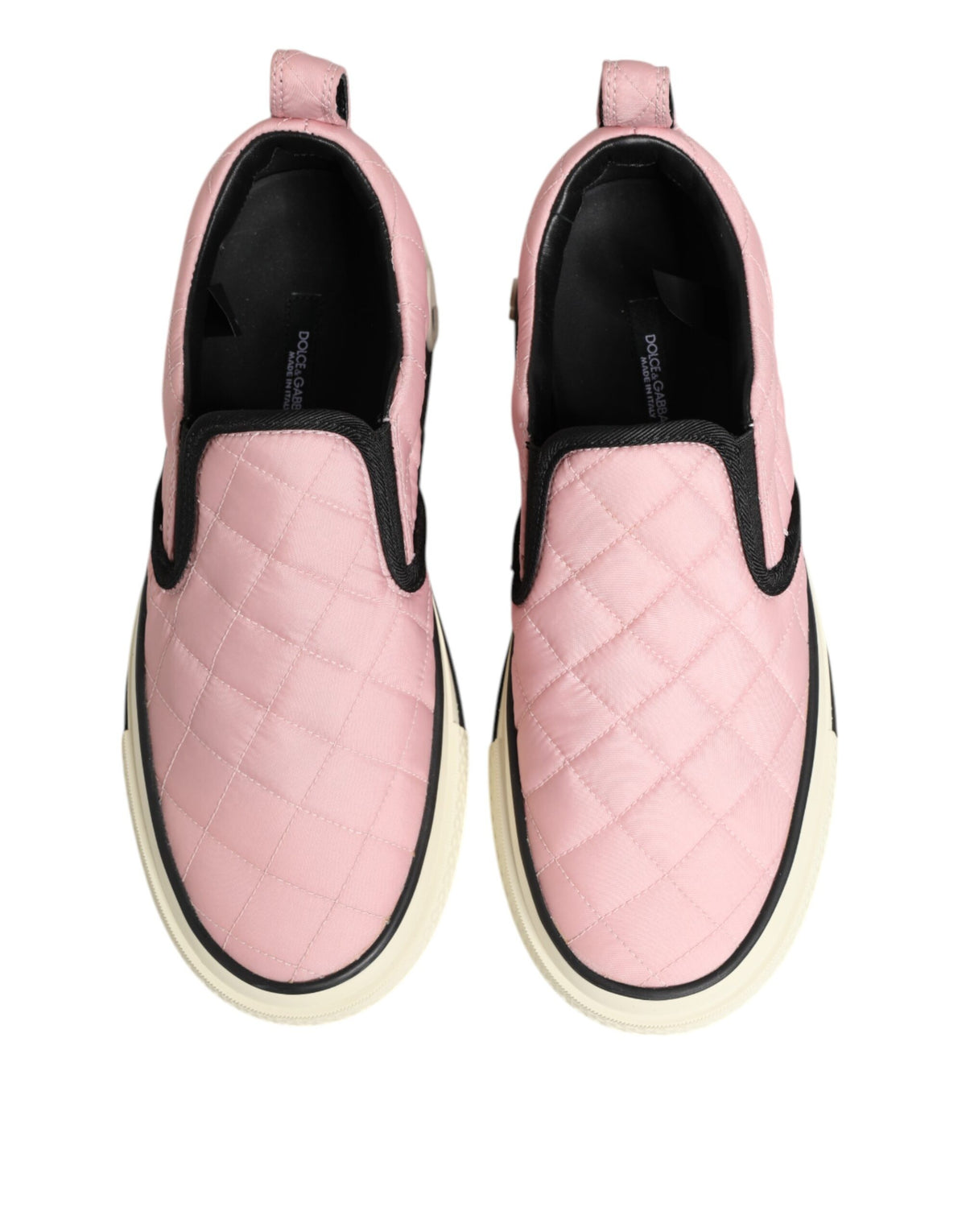 Dolce & Gabbana Women's Low Top Slip On Plush Cotton Nylon & Viscose Sneakers - Black Pink