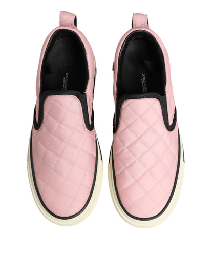 Dolce & Gabbana Women's Low Top Slip On Plush Cotton Nylon & Viscose Sneakers - Black Pink