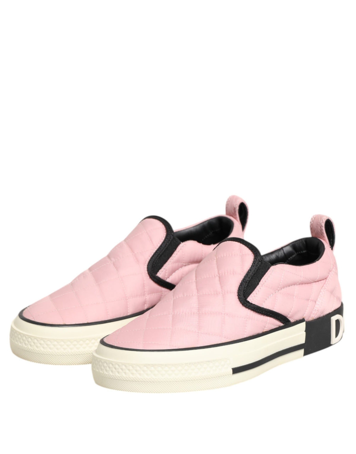 Dolce & Gabbana Women's Low Top Slip On Plush Cotton Nylon & Viscose Sneakers - Black Pink