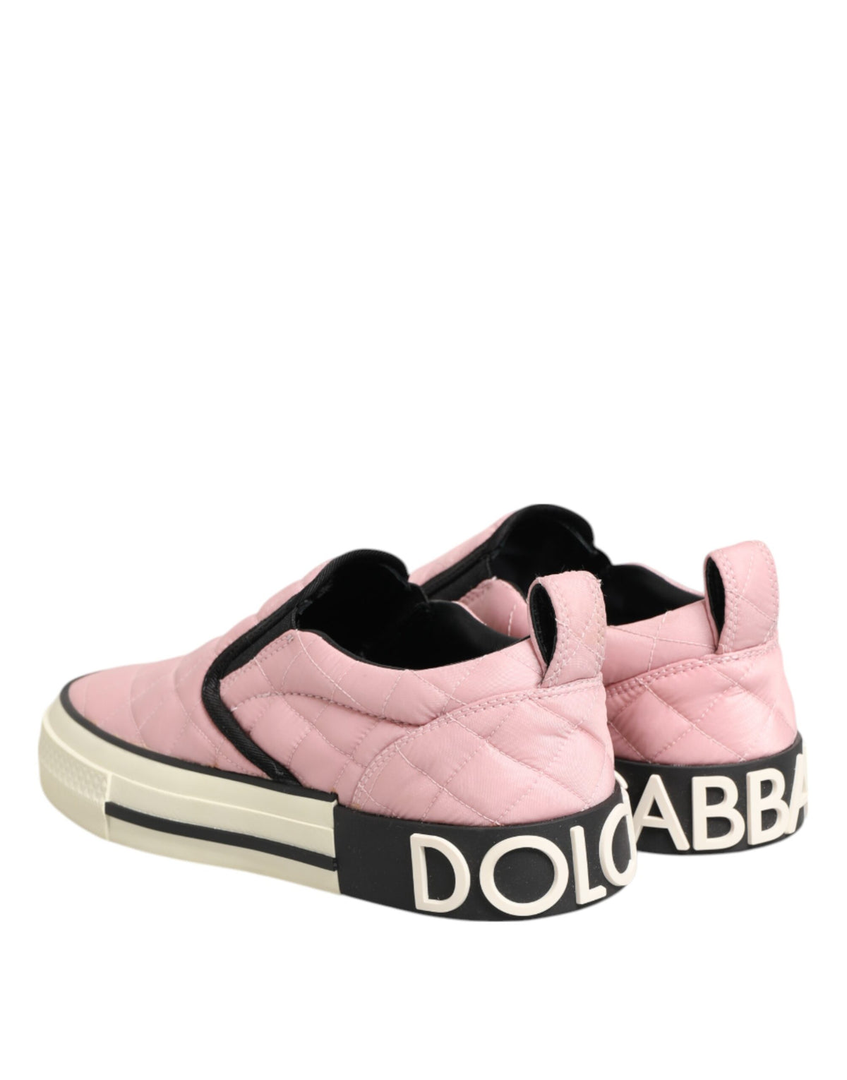 Dolce & Gabbana Women's Low Top Slip On Plush Cotton Nylon & Viscose Sneakers - Black Pink