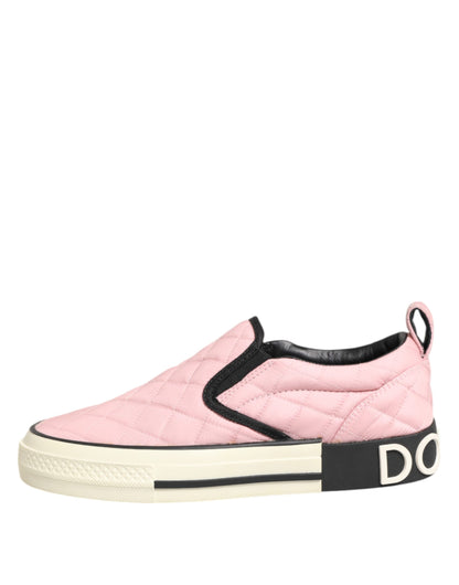 Dolce & Gabbana Women's Low Top Slip On Plush Cotton Nylon & Viscose Sneakers - Black Pink