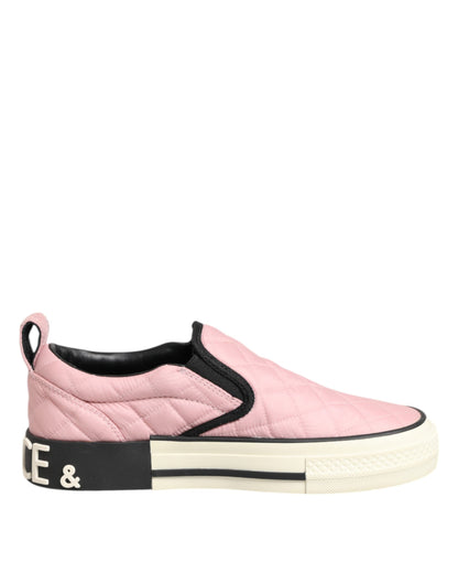 Dolce & Gabbana Women's Low Top Slip On Plush Cotton Nylon & Viscose Sneakers - Black Pink