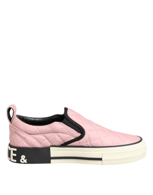 Dolce & Gabbana Women's Low Top Slip On Plush Cotton Nylon & Viscose Sneakers - Black Pink