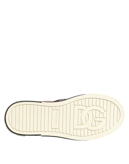 Dolce & Gabbana Women's Low Top Slip On Plush Cotton Nylon & Viscose Sneakers - Black Pink
