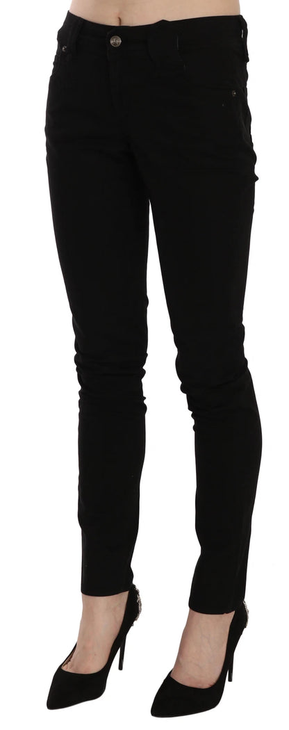 John Galliano Women's Skinny Slim Mid Rise Denim Cotton Jeans - Black