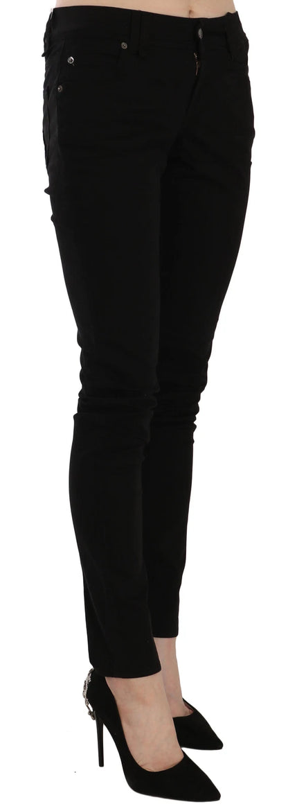 John Galliano Women's Skinny Slim Mid Rise Denim Cotton Jeans - Black