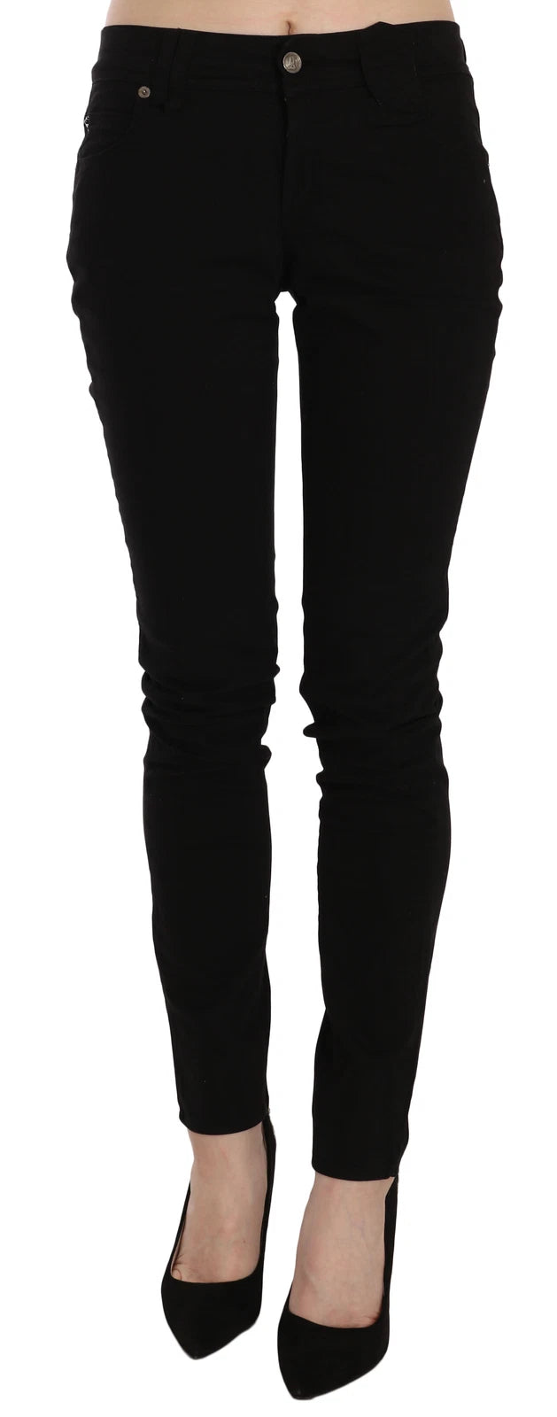 John Galliano Women's Skinny Slim Mid Rise Denim Cotton Jeans - Black