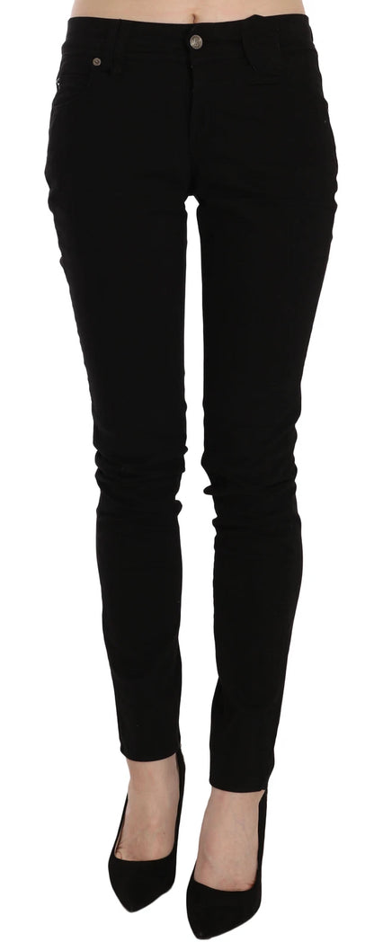 John Galliano Women's Skinny Slim Mid Rise Denim Cotton Jeans - Black