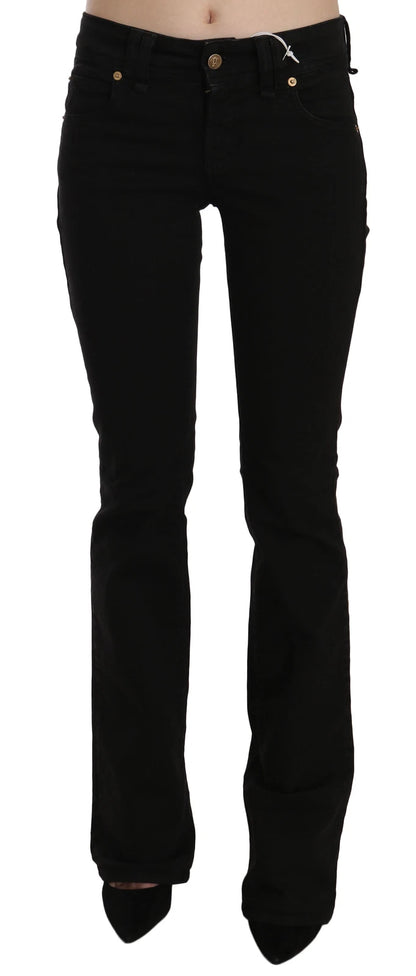John Galliano Women's Skinny Flared Wide Slim Low High Rise Denim Cotton Jeans - Black