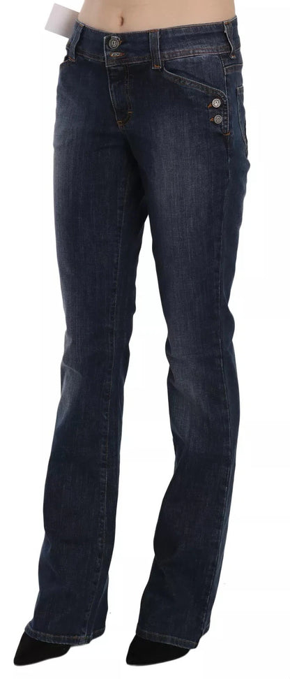 John Galliano Blue Washed Mid Waist Flared Denim Casual Pants Jeans