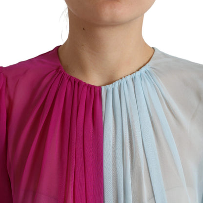 Dolce & Gabbana Women's Silk Midi Short Dress - Fuchsia Light Blue
