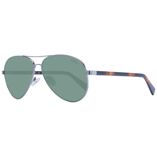 Sunglasses by Guess for unisex in metal silver features an lustrous aviator full-rim frame design with detailing and non-polarized category-3-dark-tint lens for a lustrous aesthetic.