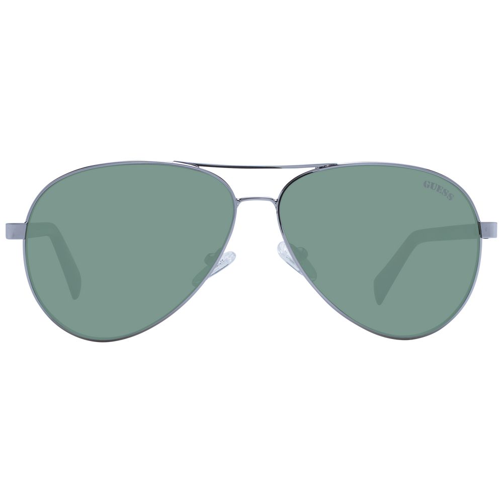 Sunglasses by Guess for unisex in metal silver features an ethereal aviator full-rim frame design with frames and non-polarized category-3-dark-tint lens for a ethereal finish.