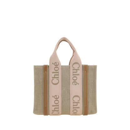 Chloé Beige Linen Woody Handbag