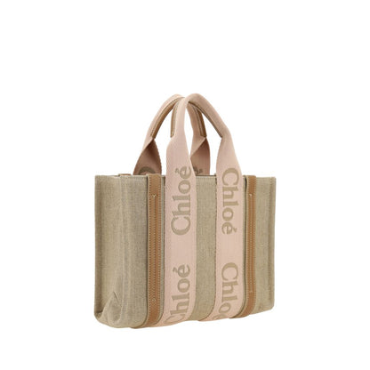 Chloé Beige Linen Woody Handbag