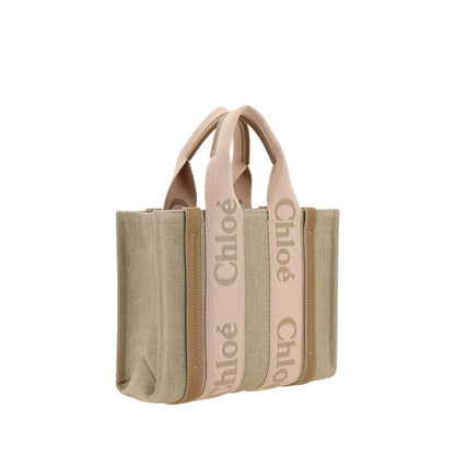 Chloé Beige Linen Woody Handbag