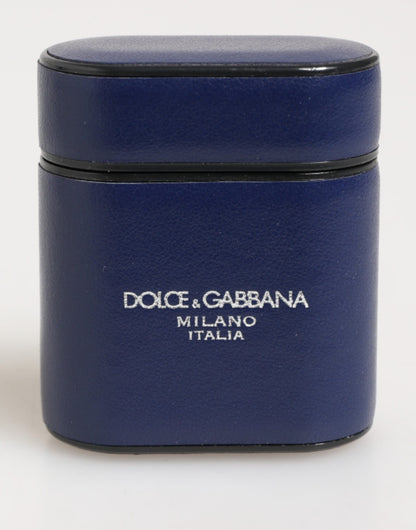 Dolce & Gabbana Calfskin Leather Earbuds Carrying Case - Blue Print