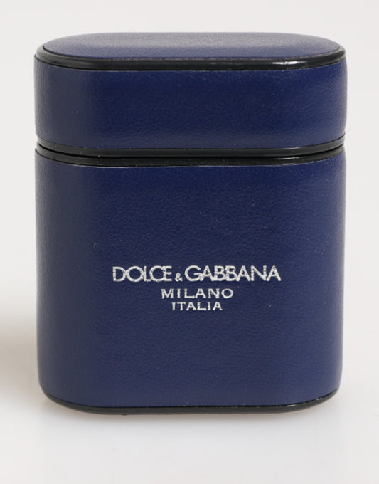 Dolce & Gabbana Calfskin Leather Earbuds Carrying Case - Blue Print
