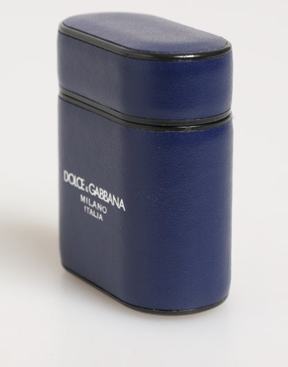 Dolce & Gabbana Calfskin Leather Earbuds Carrying Case - Blue Print