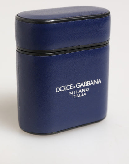 Dolce & Gabbana Calfskin Leather Earbuds Carrying Case - Blue Print