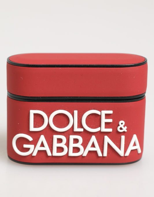 Dolce & Gabbana Polycarbonate PVC Rubber & Silicone Earbuds Carrying Case - Red White