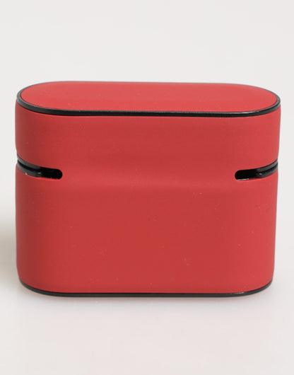 Dolce & Gabbana Red White Silicone Embossed Logo Accessory Airpods Case