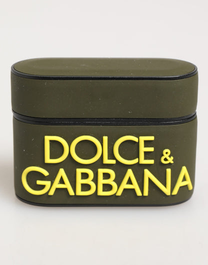 Dolce & Gabbana TU Polycarbonate PVC Polyurethane & Rubber Earbuds Carrying Case - Military Green Yellow
