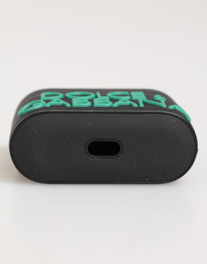 Dolce & Gabbana TU Polycarbonate PVC Polyurethane & Rubber Earbuds Carrying Case - Black Mint Green