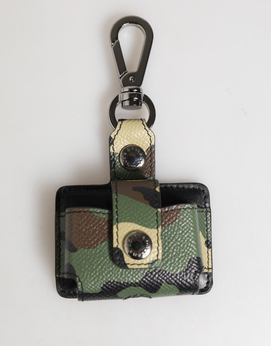 Dolce & Gabbana Leather & Metal Earbuds Carrying Case - Multicolor Camouflage