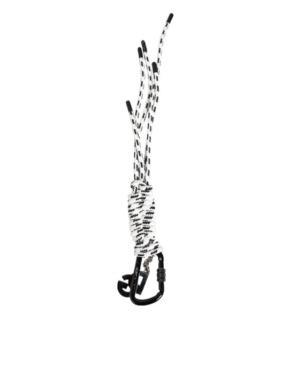 Dolce & Gabbana Black White Polyester Tape String DG Logo Keychain Keyring