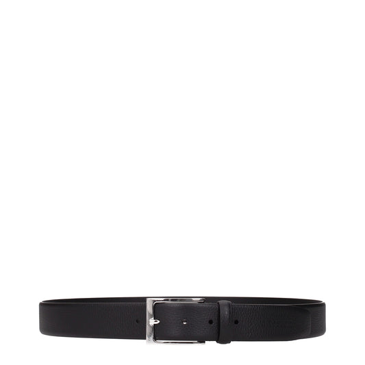 Testoni Black Leather Regular Belts