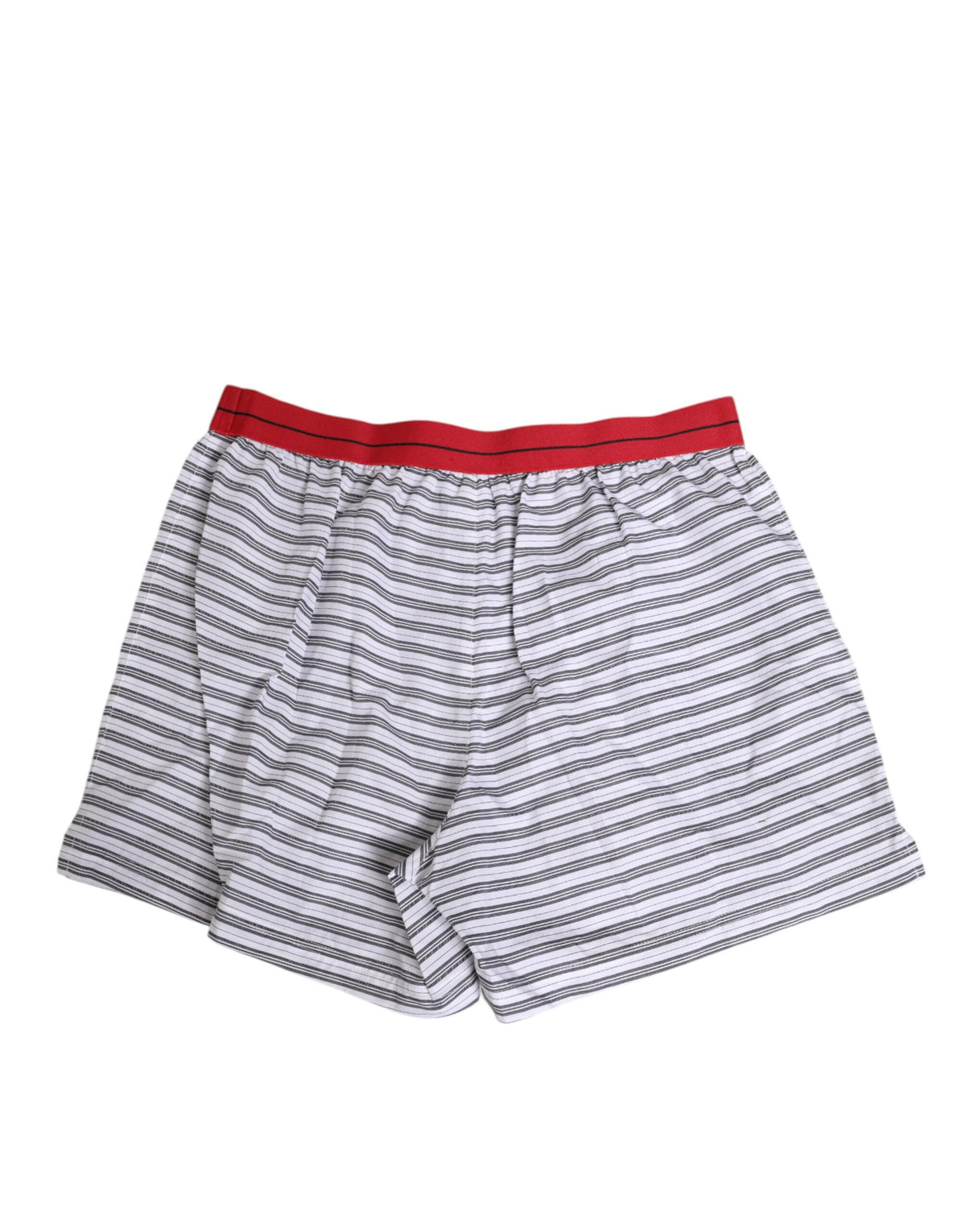 Dolce & Gabbana Men's Cotton Swim Shorts - Gray Red White Patterned Striped