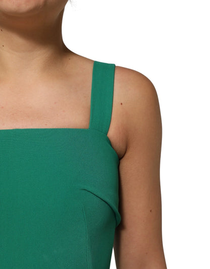 Dolce & Gabbana Women's Bodycon Cocktail Sleeveless Acetate Rayon Silk & Spandex Midi Dress - Dark Green