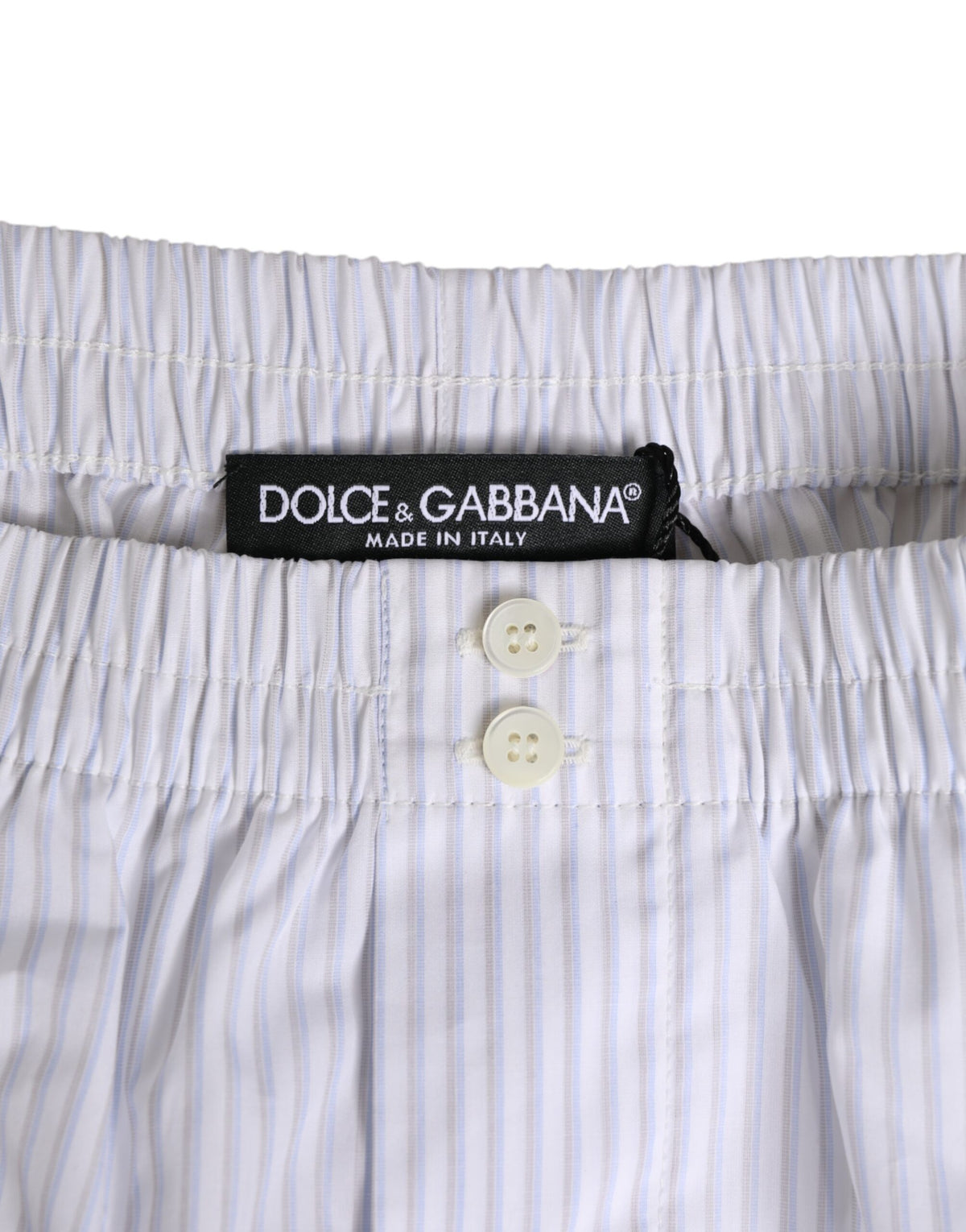 Dolce & Gabbana Men's Wool Cotton Swim Shorts - Black Blue Red Rose White Striped